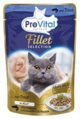 PreVital dusené filetky pstruh v želé 28 x 85 g