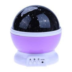 Ikonka Hviezdny projektor nočné svetlo 2v1 USB fialová