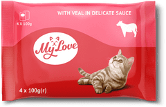 My Love Kapsičky pre mačky s teľacím mäsom v jemnej omáčke 4x100 g