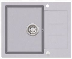 Granitový dřez s krátkým odkapem Tesa 620.5E Barvy: černý, šedý a bílý granit - alumetallic