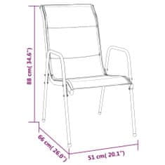 Vidaxl Záhradné stoličky 2 ks oceľ a textilén čierne