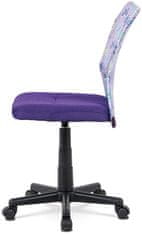 Autronic Kancelárska stolička, fialová mesh, plastový kríž, sieťovina motív KA-2325 PUR