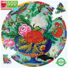 eeBoo Okrúhle puzzle Kvety a vtáčiky 500 dielikov