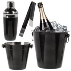 Excellent Houseware Barmanská sada 4 ks nerez čierna Shaker Champagne Bucket Drinks
