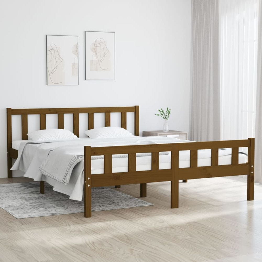 Vidaxl Rám postele, medovo hnedý, masívne drevo, 140 x 200 cm