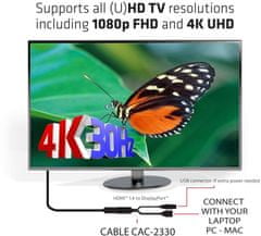 Club 3D adaptér HDMI 1.4 na DisplayPort 1.1 (M/F), USB napájení, 18cm