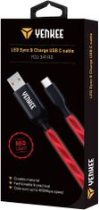 Yenkee YCU 341 nabíjecí kábel USB-C, LED, 1m, červená