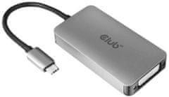 Club 3D adaptér USB-C 3.2 Gen1 - DVI-D (Dual Link), M/F, aktivní, HDCP OFF, 24.5cm, strieborná