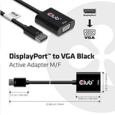 Club 3D adaptér DisplayPort 1.1a - VGA, M/F, WUXGA@60Hz, aktivní, 23cm, čierna