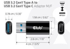 Club 3D adaptér USB-A 3.2 Gen1 na USB-C 3.2 Gen1 (M/F), čierna