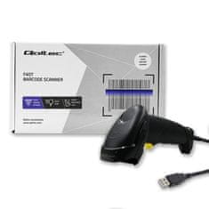 Qoltec Laserový skener čiarových kódov 1D | USB | Čierna