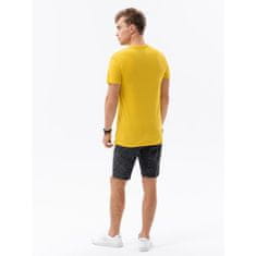 OMBRE Jednofarebné pánske tričko HARRIE žlté MDN19629 L
