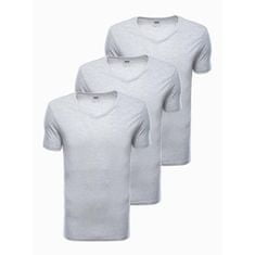 OMBRE Jednofarebné pánske tričko - sivé 3-pack NOGAH MDN24830 XXL