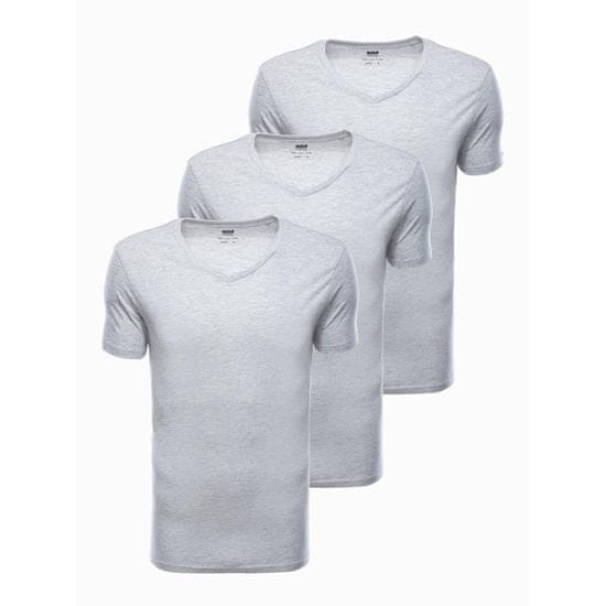 OMBRE Jednofarebné pánske tričko - sivé 3-pack NOGAH MDN24830 M