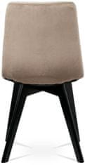 Autronic Jedálenská stolička, krémová zamatová látka, masívne bukové nohy, čierny matný lak CT-617 CRM4