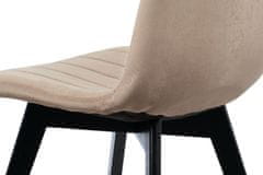 Autronic Jedálenská stolička, krémová zamatová látka, masívne bukové nohy, čierny matný lak CT-617 CRM4
