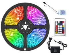 Cappa LED pásek RGB 5m – 18 LED / m, zdroj + dálkový ovladač