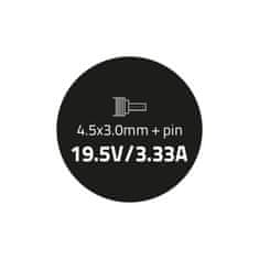 Qoltec Napájací adaptér pre HP 65W | 19,5V | 3,33A | 4,5*3,0+pin | + napájací kábel