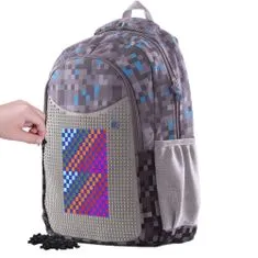 Pixie Crew Kreatívny študentský batoh Minecraft Šedo-modrý