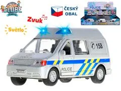 Kids Globe Traffic polícia 14 cm kov spätný chod na batérie český design svetlo a zvuk