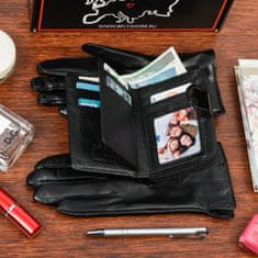 Beltimore  A02 Dámska kožená sada peňaženka s rukavicami čierna