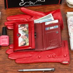 Beltimore  A04K26 Dámska kožená sada peňaženka s rukavicami červená