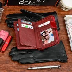 Beltimore  A02 Dámska kožená sada peňaženka červená s rukavicami