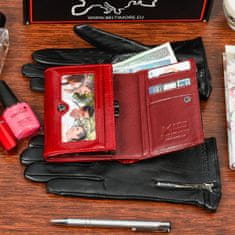 Beltimore  A04K27 Dámska kožená sada peňaženka červená s rukavicami