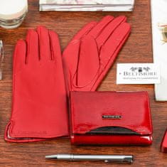 Beltimore  K25 Dámska kožená sada peňaženka s rukavicami červená