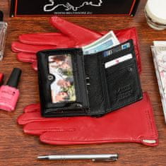 Beltimore  K25 Dámska kožená sada peňaženka čierna s rukavicami