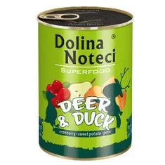 DOLINA NOTECI SUPERFOOD 400g jeleň a kačica pre psov 80% mäsa