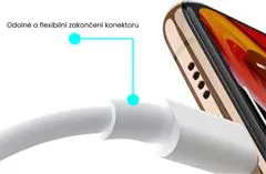 KOMA Synchronizačný a nabíjací kábel USB-A/Lightning pre Apple iPhone/iPad/iPod, biely, dĺžka 2m