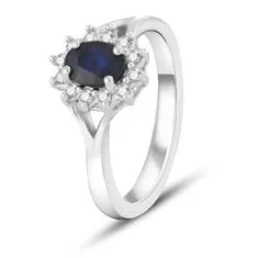 Beneto Exclusive Očarujúce prsteň s modrým zafírom SAFAGG4 (Obvod 58 mm)