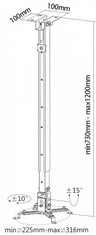 Reflecta TAPA 73-120cm stropný držiak dataprojektora biely