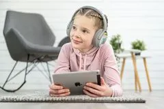 BuddyPhones Cosmos+ detské bluetooth slúchadlá s odnímateľným mikrofónom, svetlo šedá