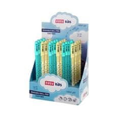 EASY Kids WAY Gumovacie guľôčkové pero, modrá náplň, 0,5 mm, 24 ks v balení, modré-žlté