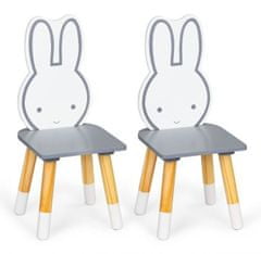 EcoToys Detský drevený stôl s dvoma stoličkami Zajačik