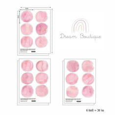Funlife Samolepky do detskej izby bodky 6 cm | 3 farby Farba: Ružová