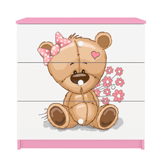 Kocot kids Komoda Babydreams 80 cm medveď s kvetmi ružová