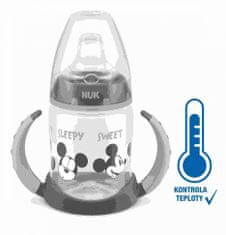 Manuka Health Dojčenská fľaša na učenie NUK Disney Mickey s kontrolou teploty 150 ml sivá