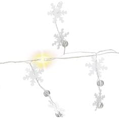 Goobay svetelná reťaz ''Snehové vločky'' s 10x LED, bielo-strieborná, 0.4 m, s časovačom, teplá biela, na AA batérie; 57948