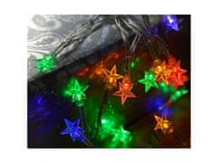 AUR Vnútorná LED vianočná reťaz s hviezdičkami - rôznofarebná, biely kábel, 3m