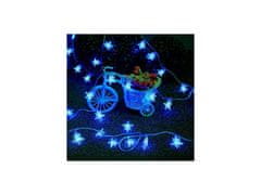 AUR Vnútorná LED vianočná reťaz s hviezdičkami - modrá, 12m+1,5m, 100 LED diód
