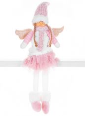 MAGIC HOME Anjelik s ružovou krátkou sukňou, látkový, ružovo-biely, 23x12x59 cm