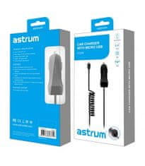Astrum autonabíjačka s 1,5M špirálovým káblom + USB vstup 2,4A čierna / cc240 blister