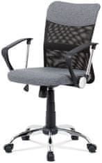 Autronic Kancelárska stolička, šedá látka, čierna MESH, hojdacia mach, kríž chróm KA-V202 GREY