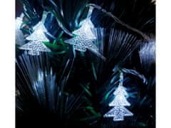 commshop Vnútorná svetelná vianočná reťaz s LED diódami v tvare vianočného stromčeka - studená biela, biely kábel, 6m, 50 LED