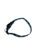 Obojok z popruhu pre psov 65 cm x 25 mm čierno-svetlo-modrá s labkami