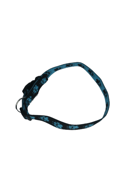 Palkar Obojok z popruhu pre psov 65 cm x 25 mm čierno-svetlo-modrá s labkami