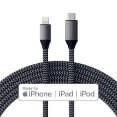 Satechi Nabíjací kábel z USB-C na Lightning s certifikáciou Apple MFi pre iPhone 15 Pro Max, 1.8 m